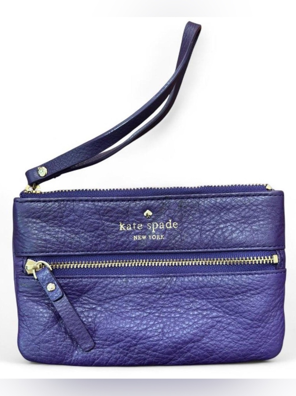 kate spade Purple Leather Wristlet wallet preppy minimalist royal everyday work